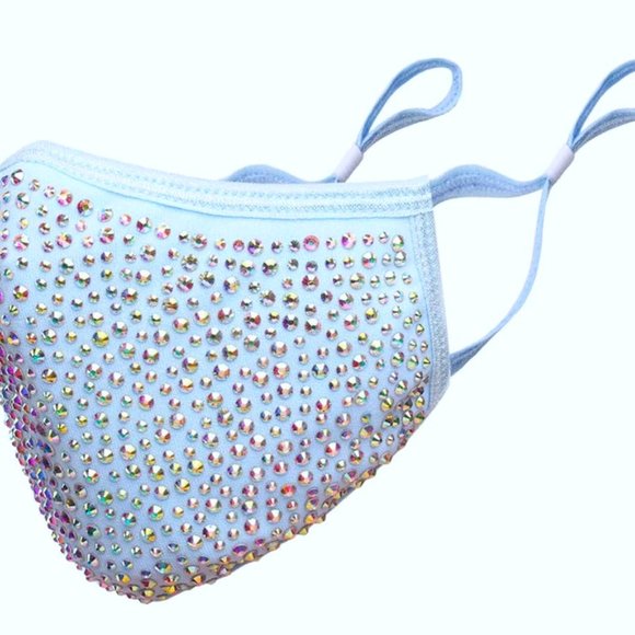 Bling Face Mask With Rhinestone Fashion Mask With Filter Pocket Adjustable - Picture 14 of 16